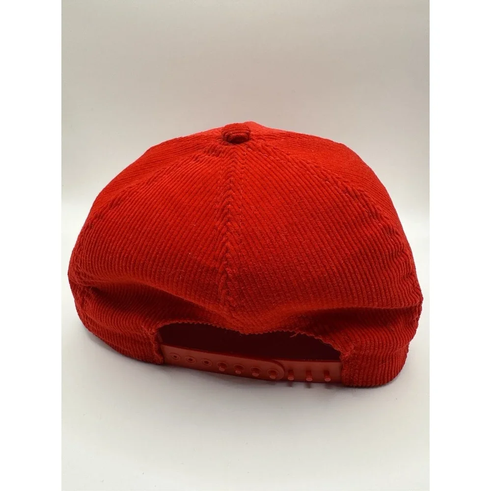 VTG Nebraska Huskers Corduroy Snapback Hat USA Made Red Cap OSFA